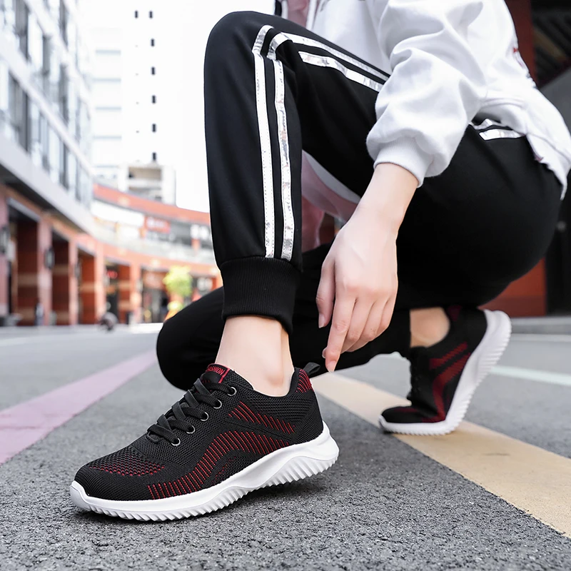 

Spring and Summer 2021 Women's Shoes Fashion Casual Women's Walking Women Lace-up Breathable Comfortable Female Sneakers