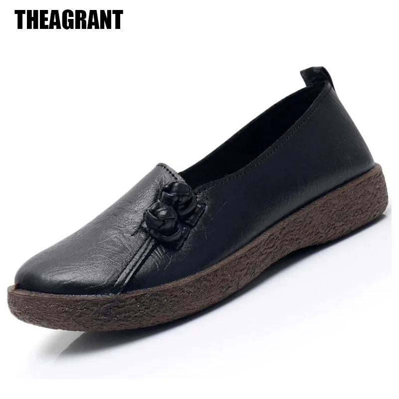 THEAGRANT/ лоферы в ретро-стиле; женская обувь на плоской подошве; сезон весна-осень; женская обувь без застежки; Мягкая Повседневная обувь для мам; Цвет Черный; WFS2019