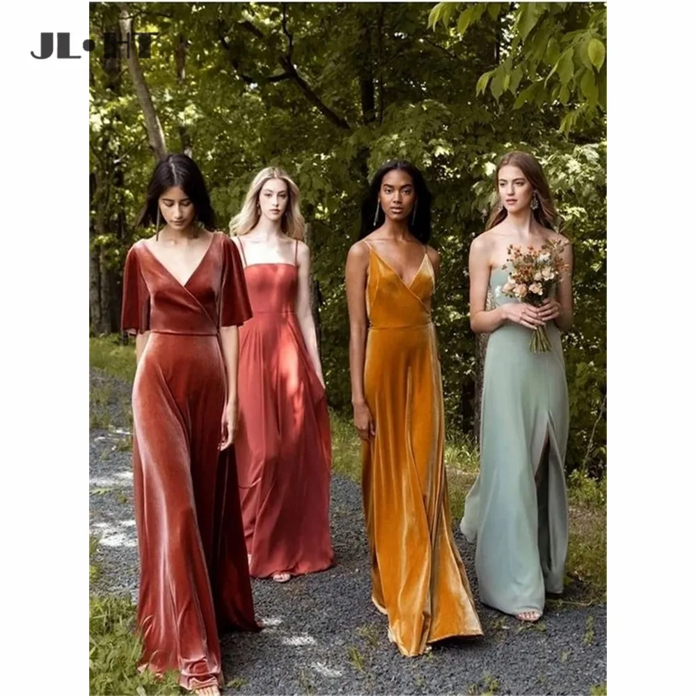 2020 оптовая цена длинное платье подружки невесты es ABCD дизайн бархатное свадебное