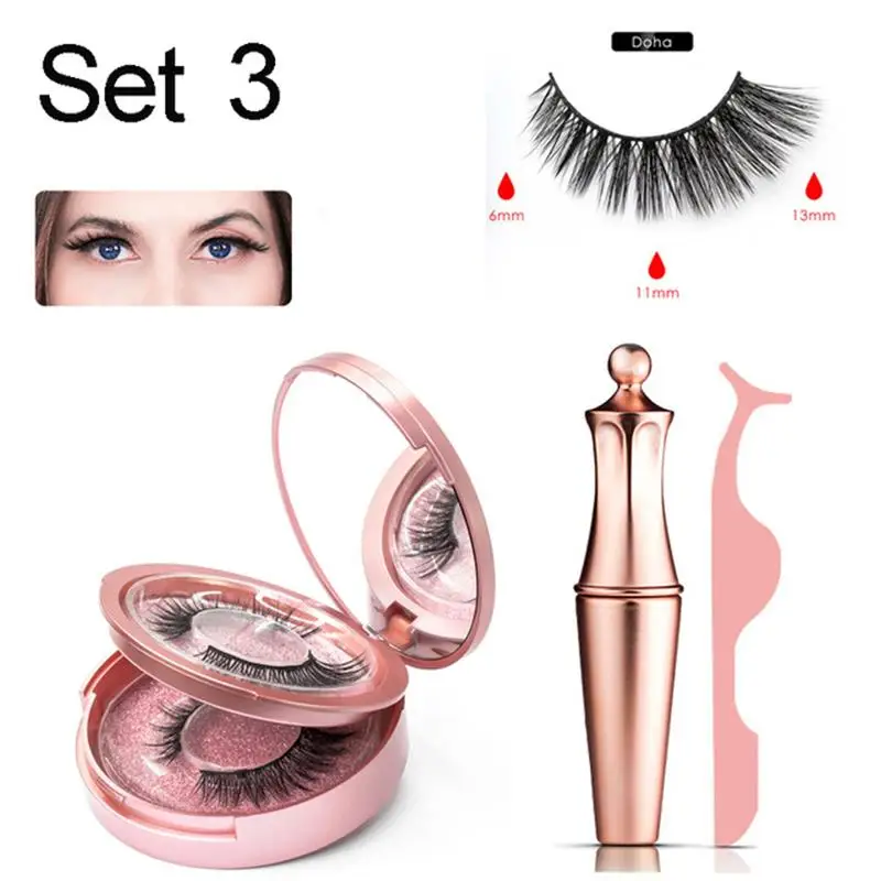 10 наборов магнитные Накладные ресницы с магнитной жидкой подводкой для глаз 2