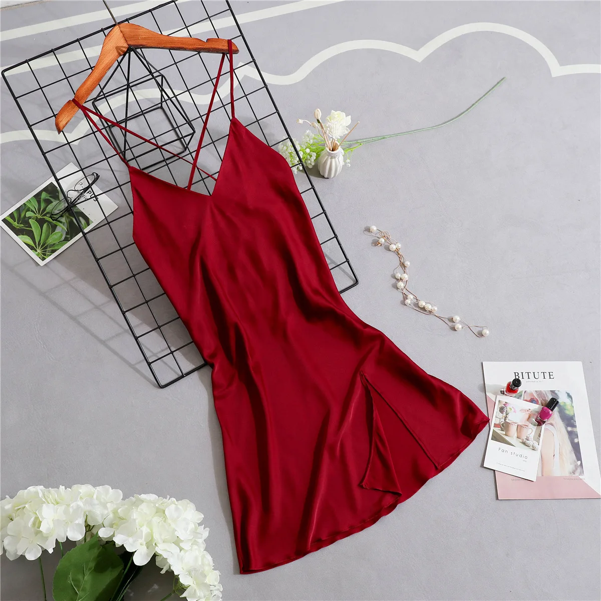 V Neck женский халат для спальни с v образным вырезом пижама без рукавов летняя