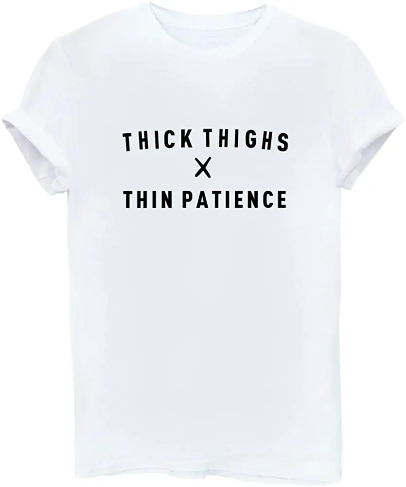 Для женщин с надписью thick thighs тонкий терпения Забавная футболка милый юниоров