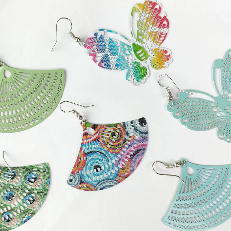 Цветные Серьги-бабочки для женщин медный Павлин перо подвеска висячие серьги