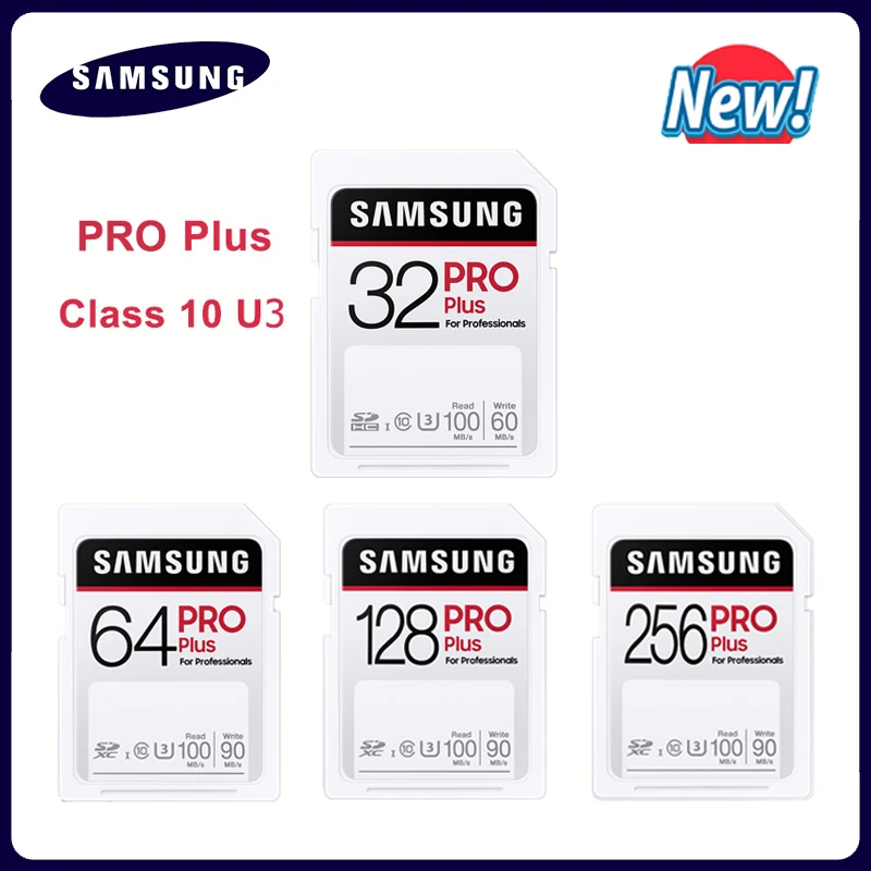 Карта памяти SAMSUNG SD Card Pro Plus 128 ГБ 32 64 256 класс 10 U3 для видеокамеры 1080p 3D 4K SDXC |