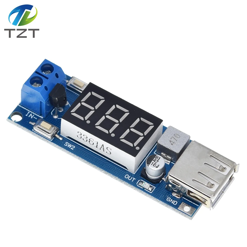 Завеса DC-DC понижающий модуль двухпроводная Вольтметр 5В USB Зарядное устройство