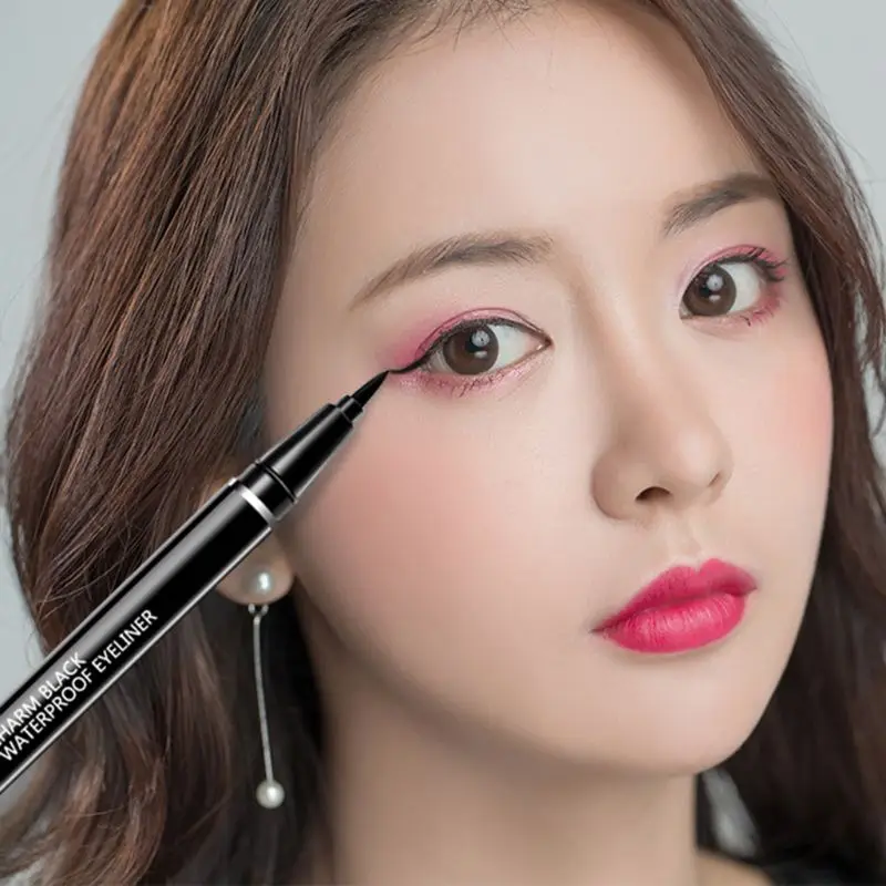 Водостойкая черная жидкая подводка для глаз карандаш большие глаза макияж