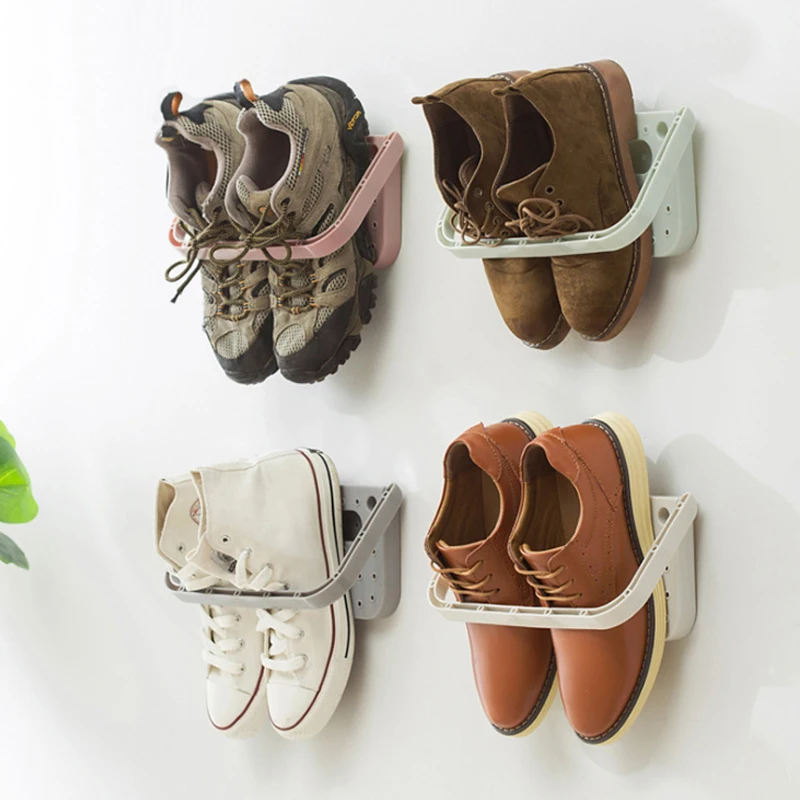 

30seamless wall-mounted shoe rack home storage three-dimensional wall slippers shelf high heels sports shoes storage rack