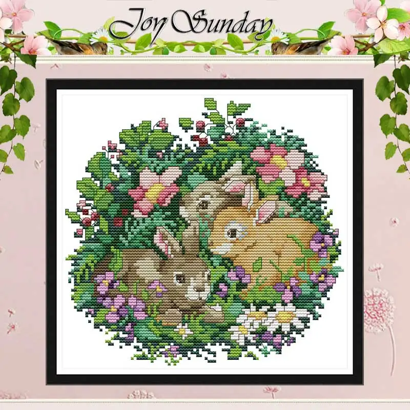 

Three little rabbits patterns counted 11CT 14CT Cross Stitch Sets DIY Chinese Cross-stitch Kits Embroidery Needlework Home Decor