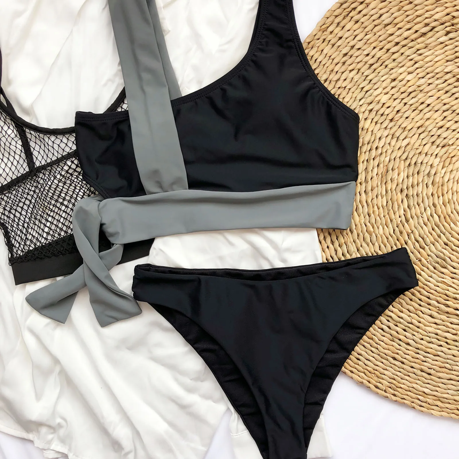 Женское бикини 2021 летний лоскутный комплект бандажные в стиле пэчворк танга