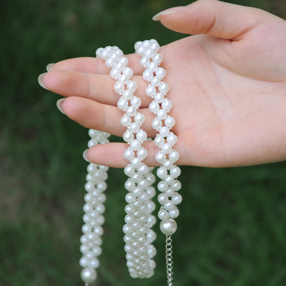 

Handmade Elegant Chain Belt For Woman Beaded Pearls Belts For Dresses Pearl Belts For Ladies Girls Sash Belt Plain Bridal Belt