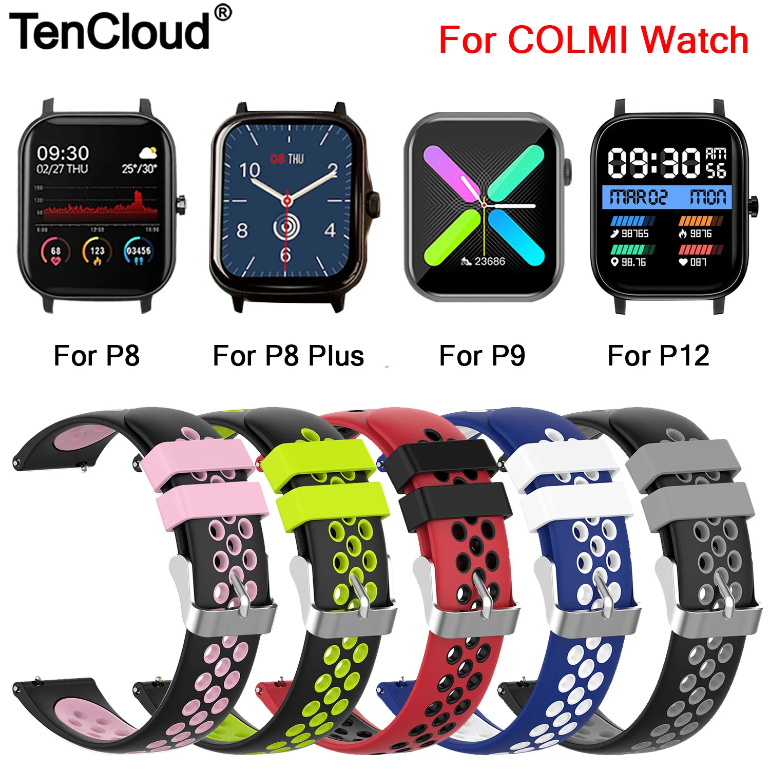 

Silicone Band For COLMI P8 Plus Pro SE Wrist Strap For COLMI P12 P10 P9 V31 V23 Pro Land 1 2S Replacement Bracelet Watch Belt