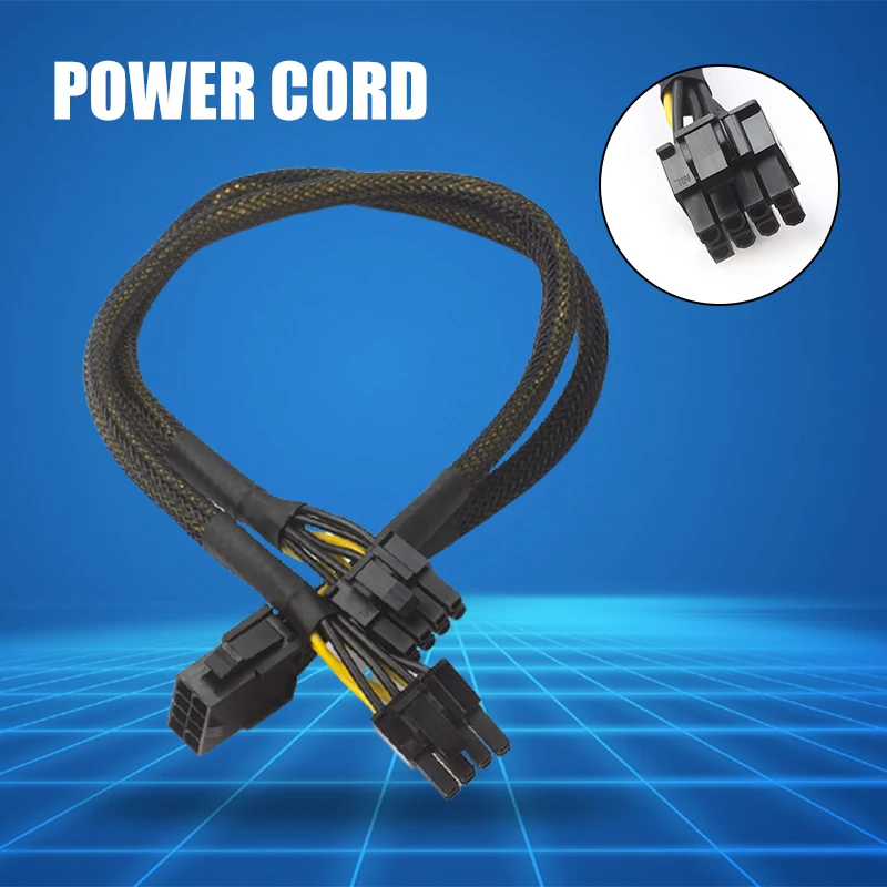 

Graphics Card Power Cord Double Small Graphics Card Power Cord 6pin to 8pin Line*18awg 37cm High Speed Transmission and Durable