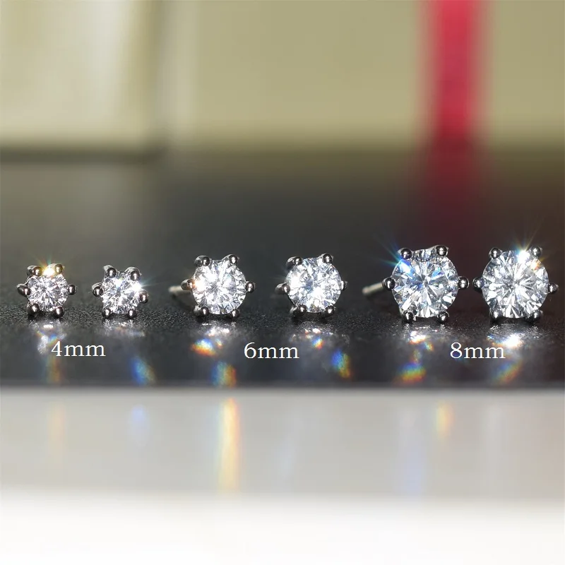 ЦИРКОНИЕВЫЕ серьги-гвоздики с кристаллом AAA в стиле панк гипоаллергенные модные