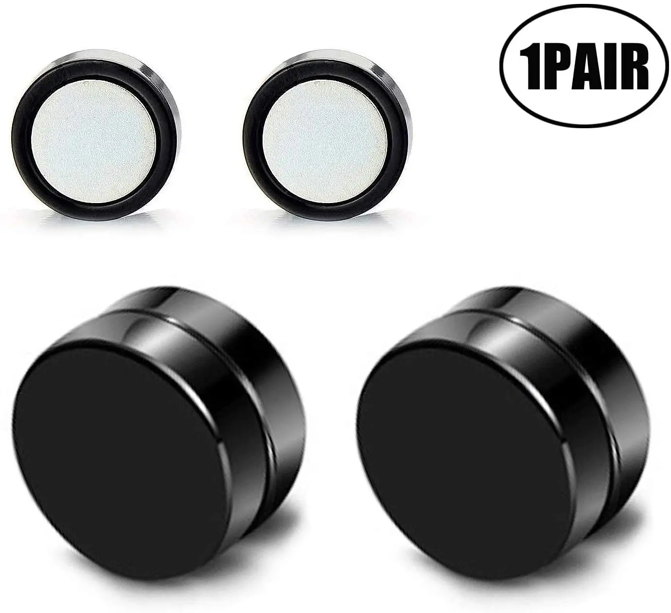 Магнитные черные круглые серьги-гвоздики Lvcky для мужчин и женщин клипсы без