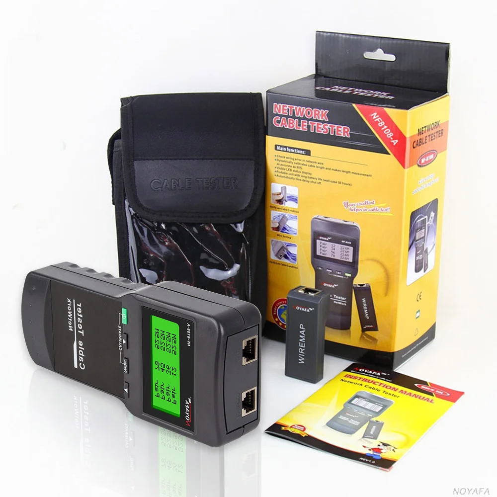 NOYAFA NF 8108A сети LAN Кабельный тестер Измеритель Cat5 телефон RJ45 RJ11 BNC Cat5E/ 6E UTP STP|network lan