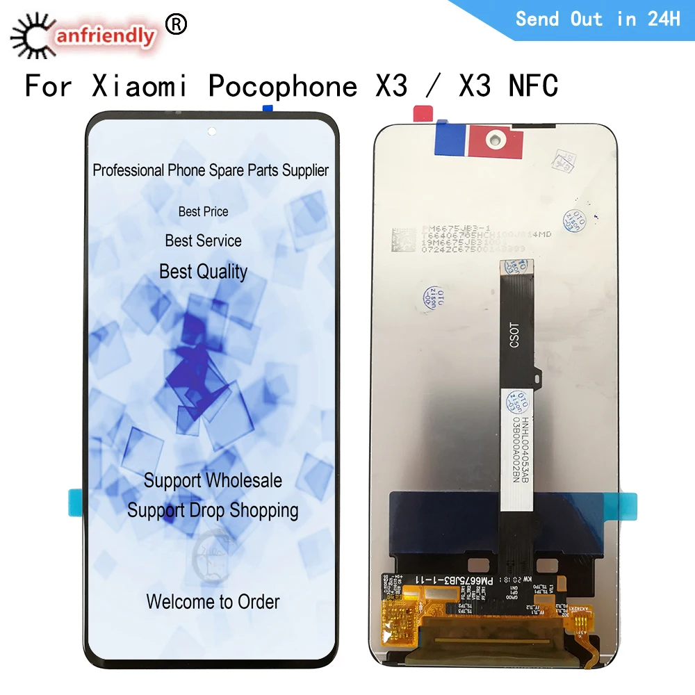 ЖК дисплей для Xiaomi Poco X3 M2007J20CG MZB07Z0IN M2007J20CT X3NFC Сенсорная панель экран дигитайзер