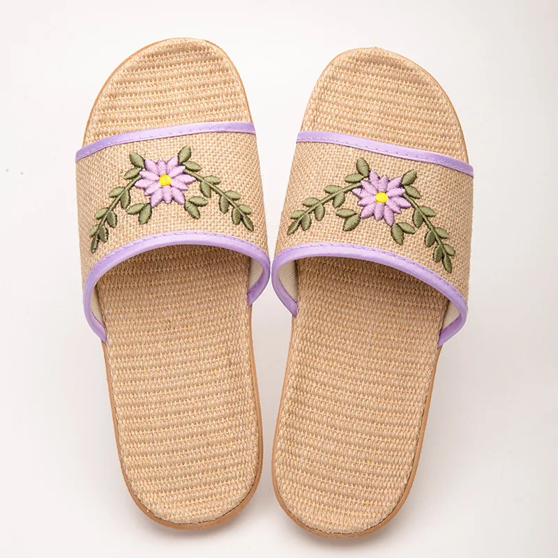 Льняные соломенные домашние тапочки для влюбленных Размеры 35 45 Женские из пеньки