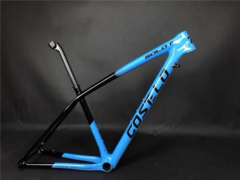 29er M blue T1000 углеродное волокно Costelo SOLO II горный MTB 29er карбоновая рама для велосипеда Рама Подседельный штырь зажим только 820-920 г Супер светильник - Цвет: 29er M blue