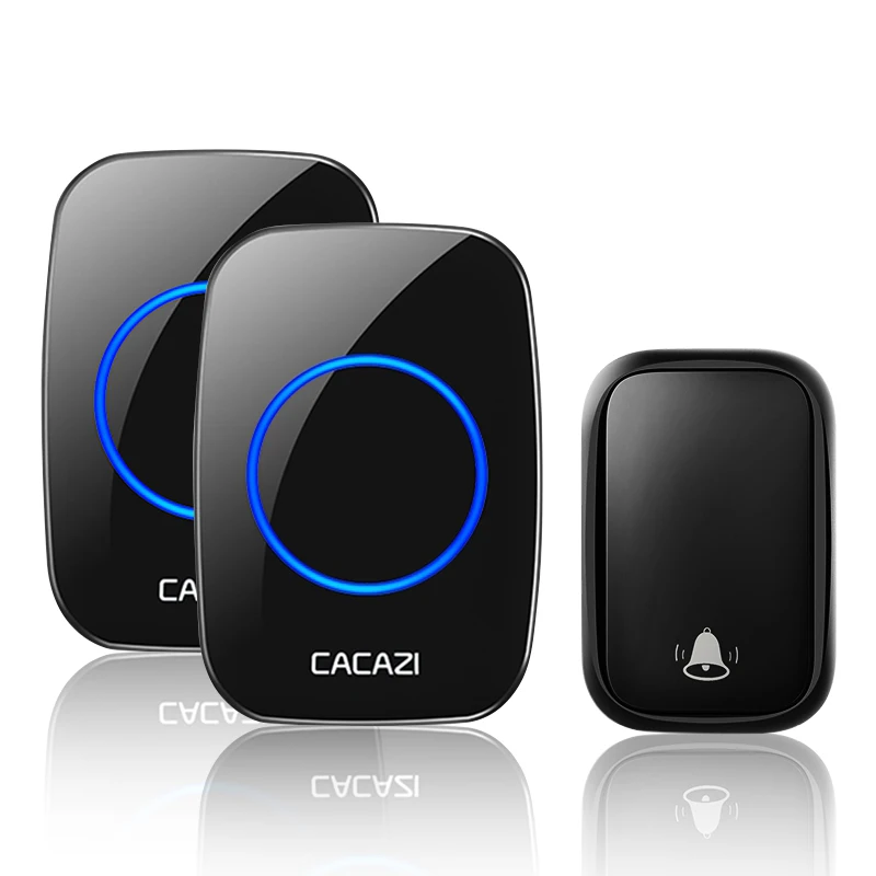 1 button 2 receiver CACAZI Домашний Беспроводной Автономный дверной звонок без батареи требуется передатчик Интеллектуальный звонок кольцо колокольчик США ЕС Великобритания AU Plug приемник - Цвет: 1 button 2 receiver