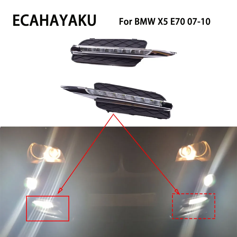 ECAHAYAKU светодиодный DRL Дневной светильник для BMW X5 E70 2007 2008 2009 2010 Автомобильный