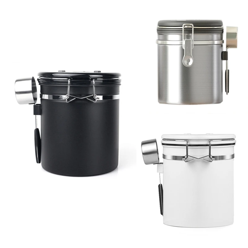

Coffee Bean Sealed Can With Exhaust Valve Stainless Steel Sealed Tea Can Coffee Bean Jar For Coffee Set