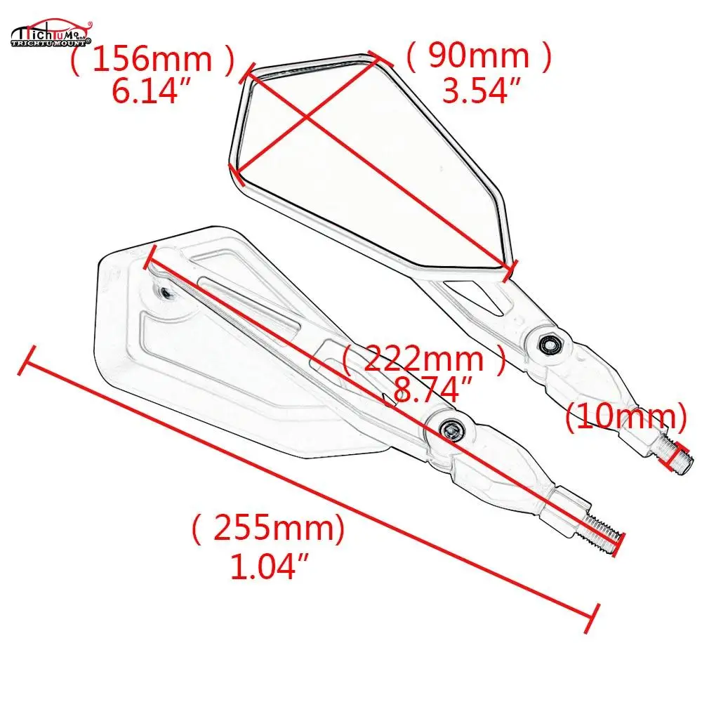 Мотоциклетное боковое зеркало заднего вида 10 мм для Yamaha FZ6 FAZER FZ6R FZ8 FZ1 XJ6 MT-07 Suzuki