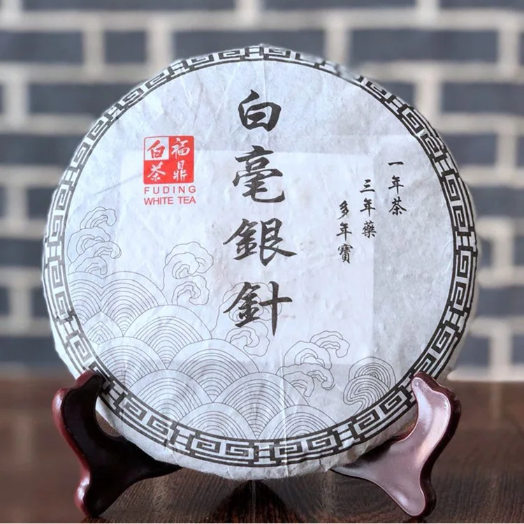 

2019 Chinese Fujian Old Fuding White Tea Cake Natural Organic White Tea Silver Needle Bai Hao Yin Zhen Tea 300g