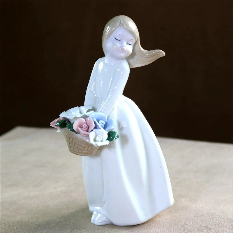 Деревенская фарфоровая Цветочная Дамская статуя ручной работы керамическая