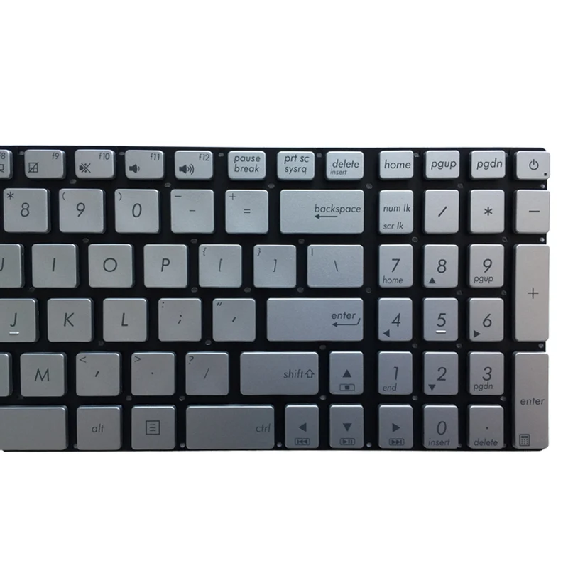 Серебряная клавиатура для ноутбука ASUS GL752 GL752V GL752VL GL752VW GL752VWM ZX70 ZX70VW G58 G58JM G58JW