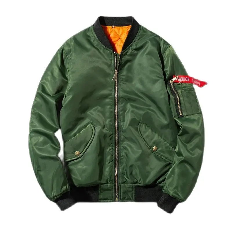 Модная однотонная зимняя куртка бомбер Мужская Толстая теплая с хлопковой