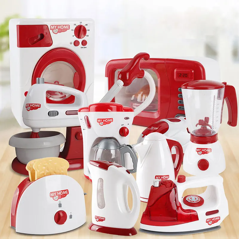 

Household Appliances Kids Kitchen Toy Set Blender Children Toaster Vacuum Cleaner Cooker Educational Kitchen Toys For Girls