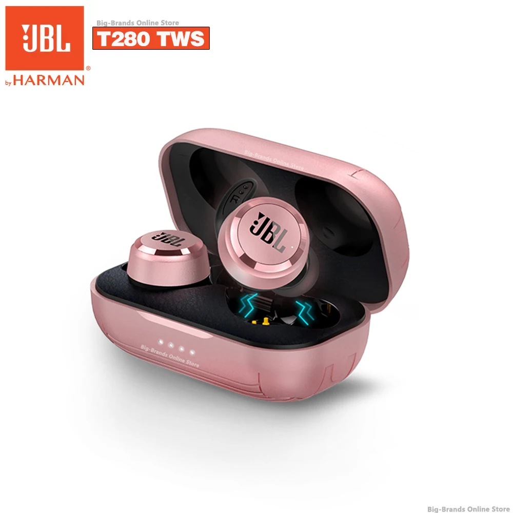 

TWS-наушники JBL T280 с микрофоном и зарядным футляром