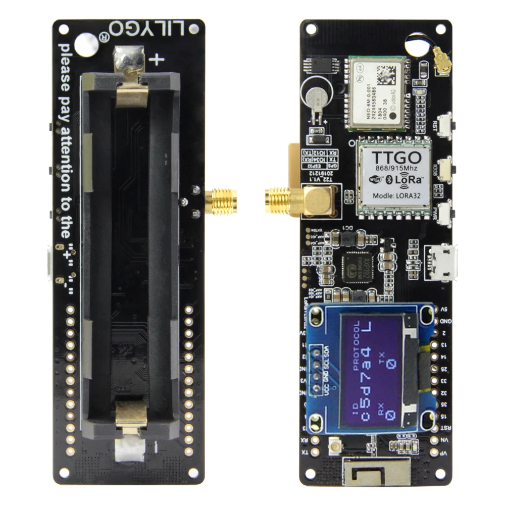 LILYGO® TTGO T-Beam V1.1 ESP32 433/868/915/923Mhz WiFi Wireless Bluetooth Module GPS NEO-6M SMA LORA 32 18650 Battery Holder |