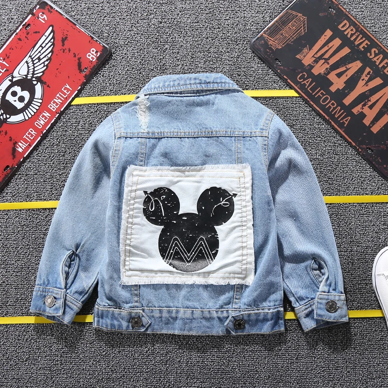 Mickey Denim Jacket For Boys Fashion Coats Children Clothing Autumn Baby Girls Clothes Outerwear Cartoon Jean Jackets Coat