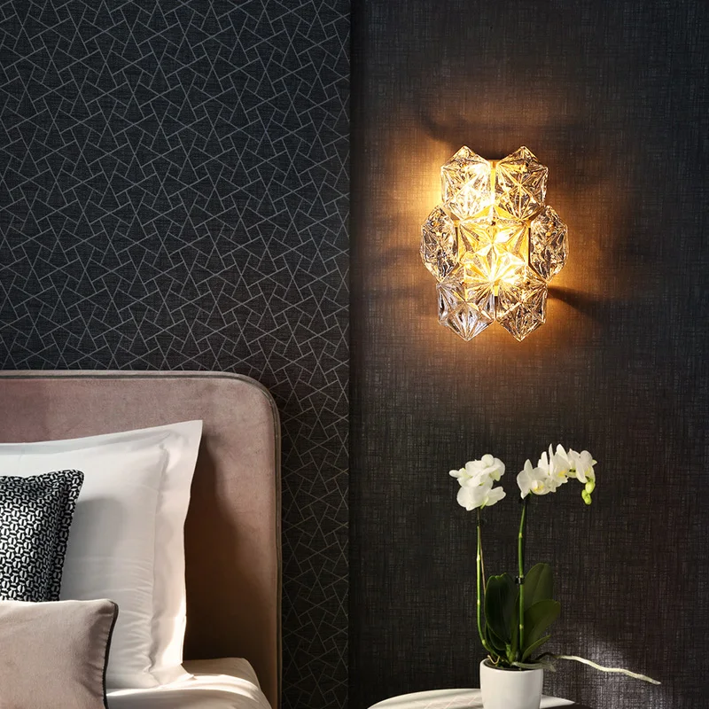 Медный современный светильник роскошный хрустальный настенный для гостиной