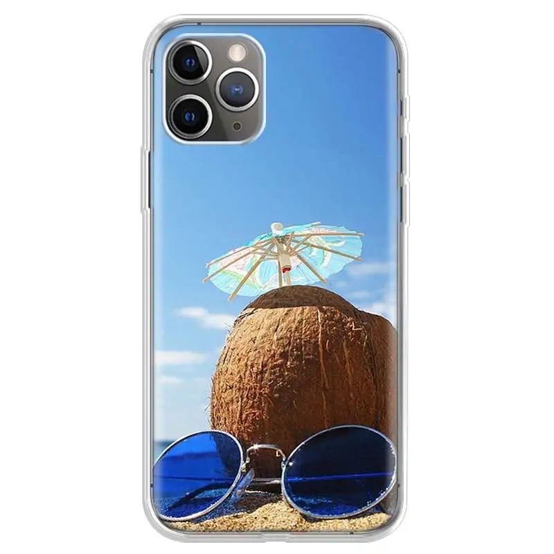 Фруктовый кокос на пляже, печатный чехол для телефона Apple iPhone 11 13 14 Pro 12 Mini SE X XR XS Max 6 6S 7 8 Plus Patter.