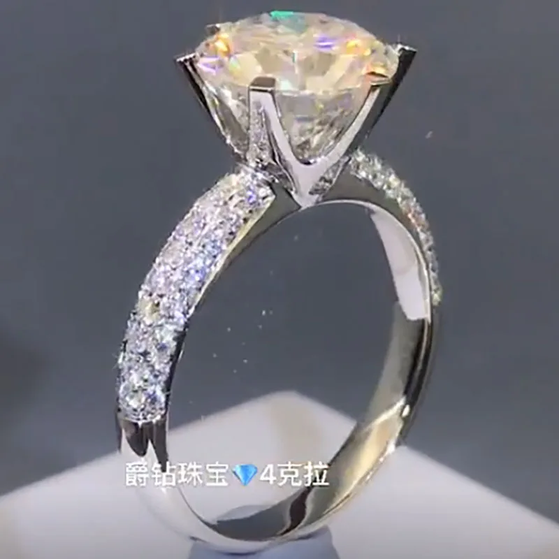 10K белое золото 1 2 3 5 карат ряда круглое Moissanite бриллиантовое кольцо для женщин
