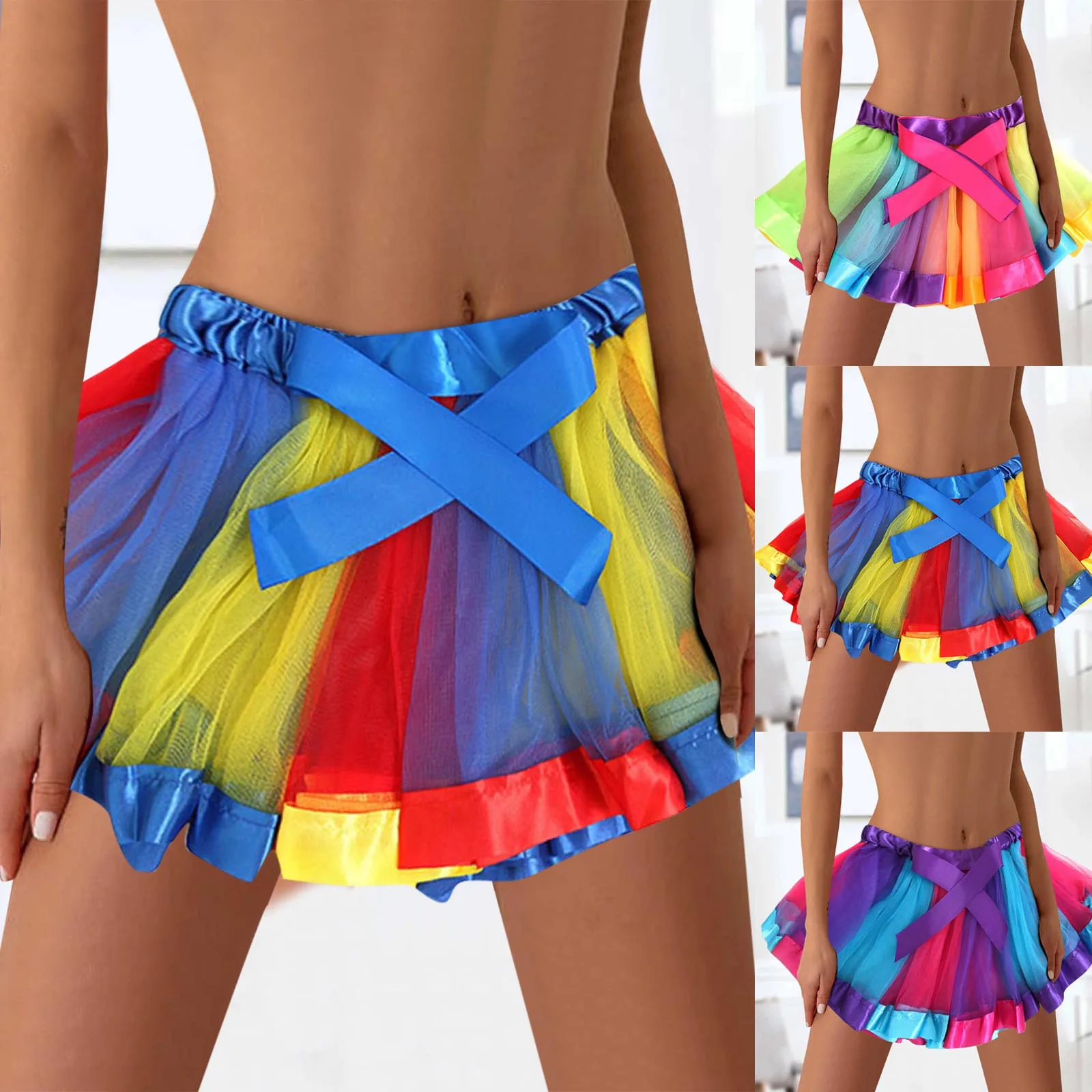 

Women's Super Explosion Tutu skirt Summer Rainbow Stretch 3 Layer Tutu skirt Adult Ballet Tutu Dance 3 Layer Tutu skirt Q6