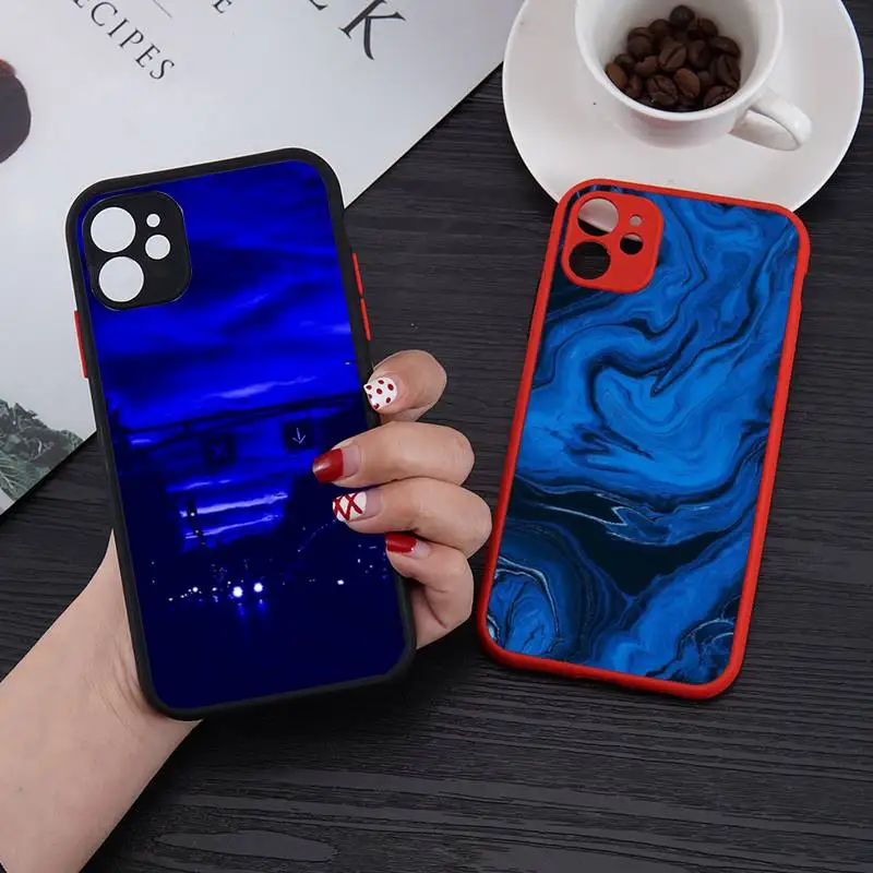 

Blue aesthetic landscape Phone Case for iphone 12 XS 11 pro max mini 6 6s 7 8 plus SE2020 X XR protection shockproof red cases