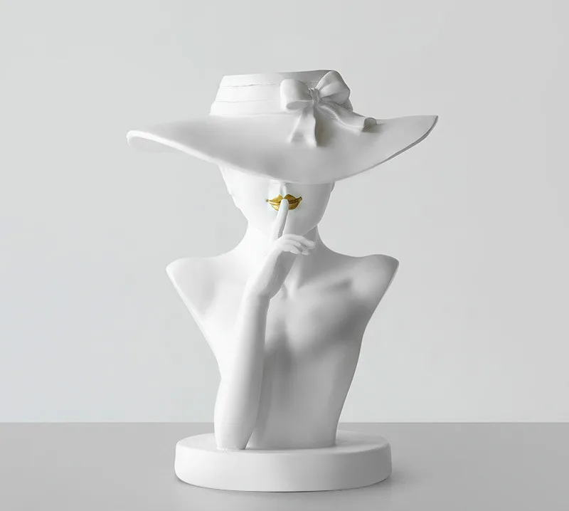 Элегантный Скульптура девушки ваза роскошных леди в шляпе Гостиная украшения