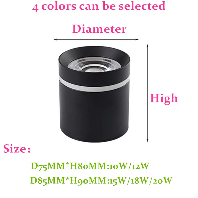 Luces LED de cilindro regulable de alta potencia, lámparas de fondo de iluminación interior, lámpara de punto para techo, 10W12W15W18W20W COB
