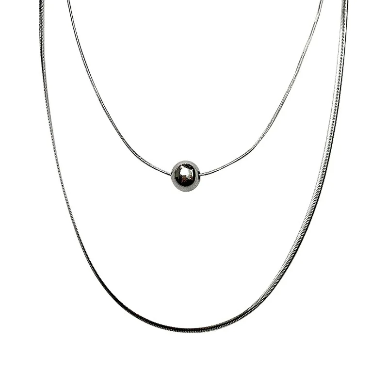 

GU-200 Double-layer circle stacking necklace Korean fashion net red clavicle chain simple personality neck jewelry