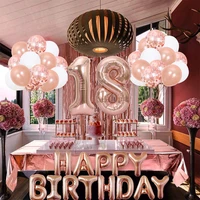 1set 18th happy birthday sequins balloon rose gold confetti foil balloons for 18 21 30 40 50 birthday party celebrate decoration