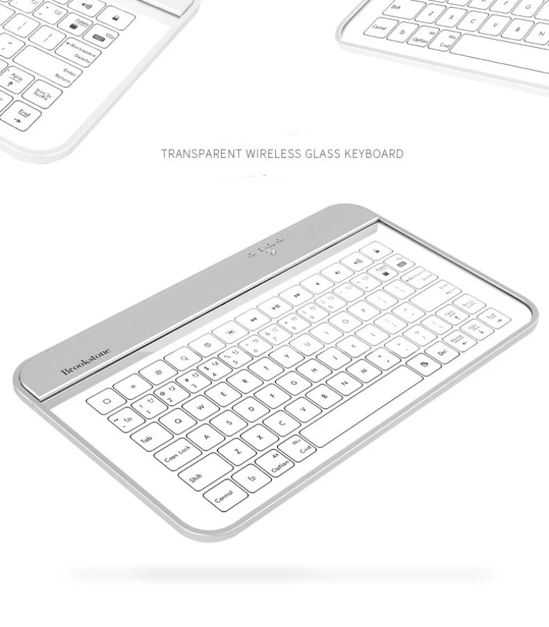 Brookstone Bluetooth wireless transparent glass keyboard ultrathin Intelligent  touch Business keyboard for ipad