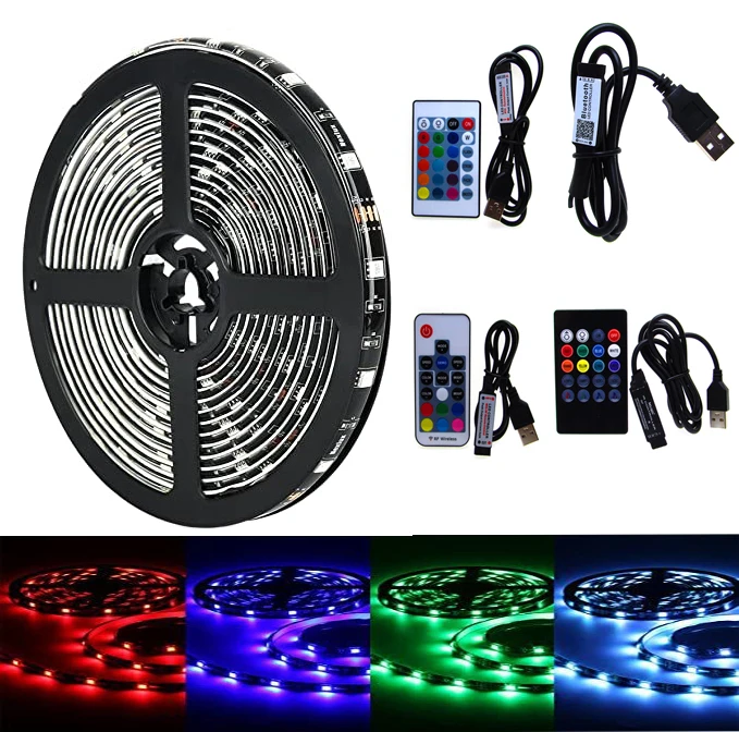 

RGB Tape Led Strip USB 5 V Not Waterproof SMD 5050 50CM-5M 5V RGB Led USB Strip Light Bluetooth PC TV Backlight With Controller