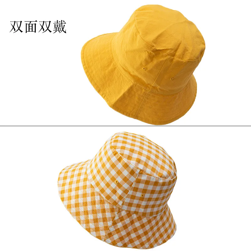 

2021 New Cap Double sided Grid Bucket Hat Fishing dome Hat Hip-Hop Plaid Cap Hats Autumn Fisherman Hat For Women Prevent bask
