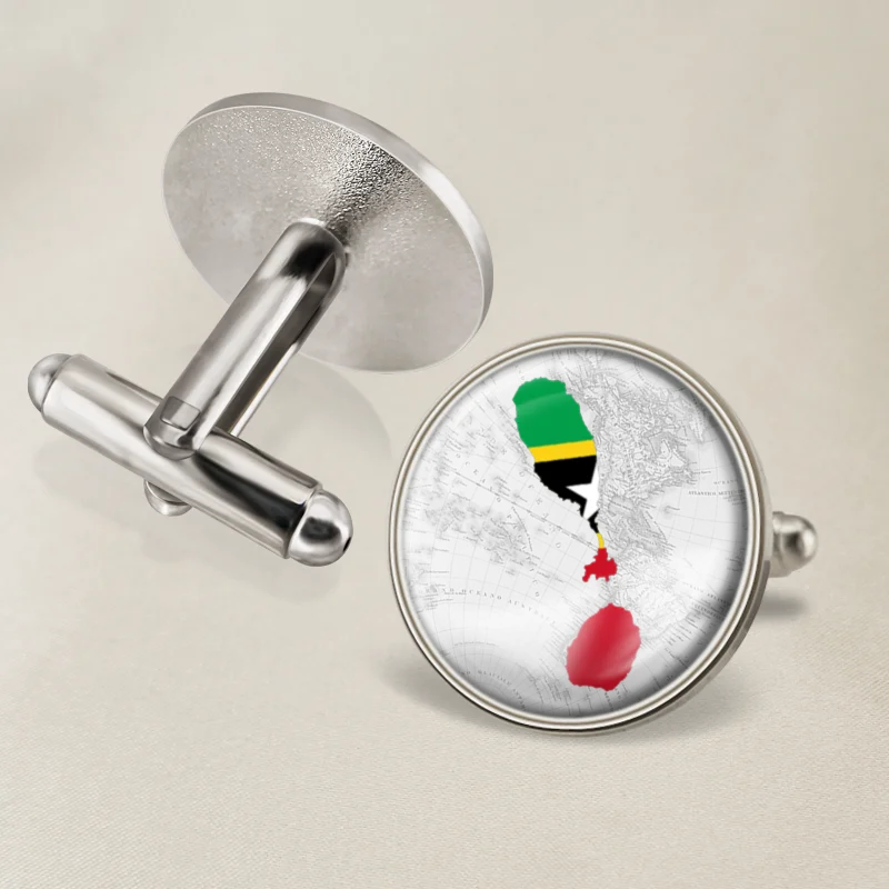 Герб Сент Китс и Невис карта национальный флаг эмблема запонки|Зажимы для