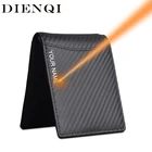 Зажим для денег из натуральной коровьей кожи, двойной, из углеродного волокна, минималистичный, с RFID-защитой