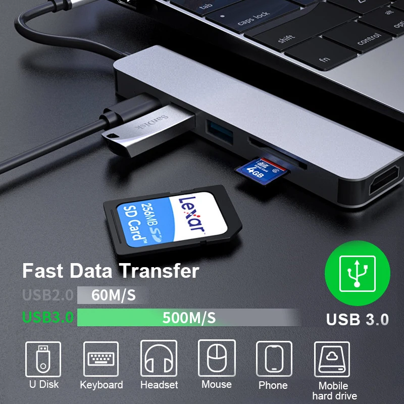 USB 3 1 Type C концентратор для 4khdmi совместимый Thunderbolt3 с концентратором 0 TF SD слот