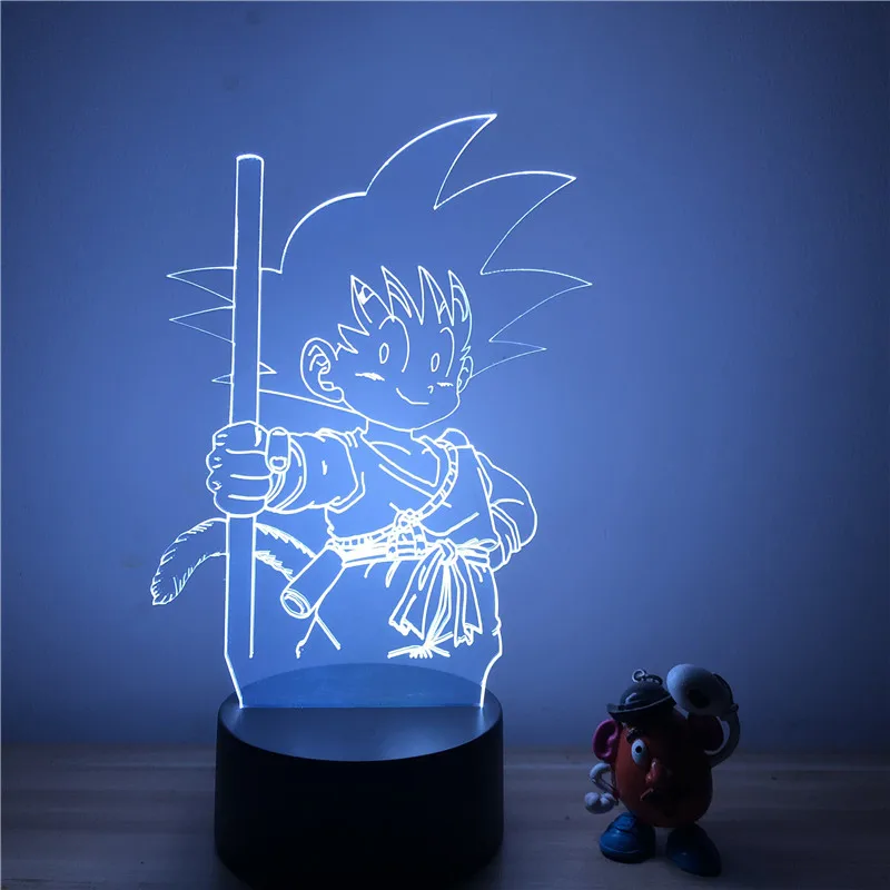 3D светодиодный ночной Светильник Dragon Ball Z Goku Super Saiyan, экшн-фигурка, 7 цветов, сенсорная Оптическая иллюзия, настольная лампа, режим украшения дома